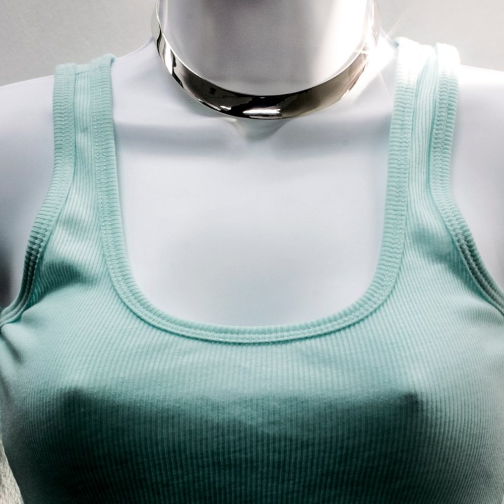 New Real Silver High Polish Choker Collar Necklace